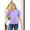 imageGORLYA Girls Puff Sleeve Casual Solid TShirt Pullover Keyhole Back Blouse Tops for 414T KidsMauve