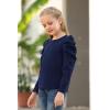 imageGORLYA Girls Puff Sleeve Casual Solid TShirt Pullover Keyhole Back Blouse Tops for 414T KidsNavylong Sleeve