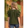 imageGORLYA Girls Puff Sleeve Casual Solid TShirt Pullover Keyhole Back Blouse Tops for 414T KidsOlive Color