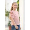 imageGORLYA Girls Puff Sleeve Casual Solid TShirt Pullover Keyhole Back Blouse Tops for 414T KidsPink