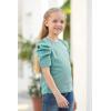 imageGORLYA Girls Puff Sleeve Casual Solid TShirt Pullover Keyhole Back Blouse Tops for 414T KidsTeal