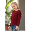 imageGORLYA Girls Puff Sleeve Casual Solid TShirt Pullover Keyhole Back Blouse Tops for 414T KidsWine Redlong Sleeve