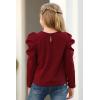 imageGORLYA Girls Puff Sleeve Casual Solid TShirt Pullover Keyhole Back Blouse Tops for 414T KidsWine Redlong Sleeve