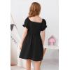 imageGORLYA Girls Puff Sleeve Square Neck Boho Frilly Smocked Shirred Flared Midi Dress 414TBlack