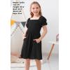 imageGORLYA Girls Puff Sleeve Square Neck Boho Frilly Smocked Shirred Flared Midi Dress 414TBlack
