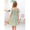 imageGORLYA Girls Puff Sleeve Square Neck Boho Frilly Smocked Shirred Flared Midi Dress 414TGreen Print