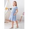 imageGORLYA Girls Puff Sleeve Square Neck Boho Frilly Smocked Shirred Flared Midi Dress 414TLight Blue