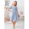 imageGORLYA Girls Puff Sleeve Square Neck Boho Frilly Smocked Shirred Flared Midi Dress 414TLight Blue