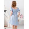imageGORLYA Girls Puff Sleeve Square Neck Boho Frilly Smocked Shirred Flared Midi Dress 414TLight Blue