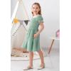 imageGORLYA Girls Puff Sleeve Square Neck Boho Frilly Smocked Shirred Flared Midi Dress 414TLight Green
