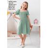 imageGORLYA Girls Puff Sleeve Square Neck Boho Frilly Smocked Shirred Flared Midi Dress 414TLight Green