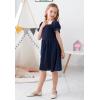 imageGORLYA Girls Puff Sleeve Square Neck Boho Frilly Smocked Shirred Flared Midi Dress 414TNavy