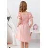 imageGORLYA Girls Puff Sleeve Square Neck Boho Frilly Smocked Shirred Flared Midi Dress 414TPink