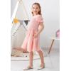 imageGORLYA Girls Puff Sleeve Square Neck Boho Frilly Smocked Shirred Flared Midi Dress 414TPink