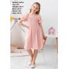imageGORLYA Girls Puff Sleeve Square Neck Boho Frilly Smocked Shirred Flared Midi Dress 414TPink