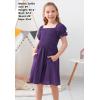 imageGORLYA Girls Puff Sleeve Square Neck Boho Frilly Smocked Shirred Flared Midi Dress 414TPurple