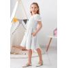 imageGORLYA Girls Puff Sleeve Square Neck Boho Frilly Smocked Shirred Flared Midi Dress 414TWhite