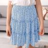 imageGORLYA Girls Ruffle Floral Boho Flowy Cute Tiered Short Mini Skater Skirts 414TBlue Print