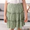 imageGORLYA Girls Ruffle Floral Boho Flowy Cute Tiered Short Mini Skater Skirts 414TGreen Print