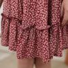 imageGORLYA Girls Ruffle Floral Boho Flowy Cute Tiered Short Mini Skater Skirts 414TRed Print