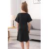 imageGORLYA Girls Short Sleeve Tie Waist Casual Swing Midi TShirt Dress with Pockets for 414T KidsBlack