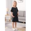 imageGORLYA Girls Short Sleeve Tie Waist Casual Swing Midi TShirt Dress with Pockets for 414T KidsBlack