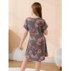 imageGORLYA Girls Short Sleeve Tie Waist Casual Swing Midi TShirt Dress with Pockets for 414T KidsGray Print