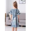 imageGORLYA Girls Short Sleeve Tie Waist Casual Swing Midi TShirt Dress with Pockets for 414T KidsWhite Tiedye