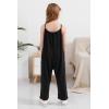 imageGORLYA Girls Sleeveless Casual Jumpsuit Rompers Straight Wide Leg Pants Outfits for 414TBlack