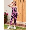 imageGORLYA Girls Sleeveless Casual Jumpsuit Rompers Straight Wide Leg Pants Outfits for 414TPurple Print