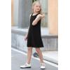 imageGORLYA Girls Summer Casual Loose Tank Swing Midi Cute Shift Dress with Pockets for 414T KidsBlack