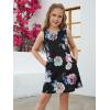 imageGORLYA Girls Summer Casual Loose Tank Swing Midi Cute Shift Dress with Pockets for 414T KidsBlack Print