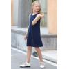 imageGORLYA Girls Summer Casual Loose Tank Swing Midi Cute Shift Dress with Pockets for 414T KidsNavy