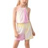 imageGORLYA Girls Jumpsuit Sleeveless Halter Neck Casual Short Rompers Outfits for 414TYellow Tiedye