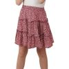 imageGORLYA Girls Ruffle Floral Boho Flowy Cute Tiered Short Mini Skater Skirts 414TRed Print