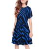 imageGORLYA Girls Short Sleeve Tie Waist Casual Swing Midi TShirt Dress with Pockets for 414T KidsBlue Print