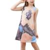 imageGORLYA Girls Summer Casual Loose Tank Swing Midi Cute Shift Dress with Pockets for 414T KidsRed Gray Tiedye