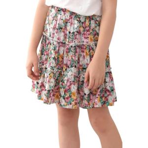 imageGORLYA Girls Ruffle Floral Boho Flowy Cute Tiered Short Mini Skater Skirts 414TColorful Print