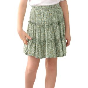 imageGORLYA Girls Ruffle Floral Boho Flowy Cute Tiered Short Mini Skater Skirts 414TGreen Print