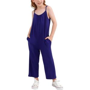 imageGORLYA Girls Sleeveless Casual Jumpsuit Rompers Straight Wide Leg Pants Outfits for 414TNavy