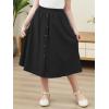 imageGORLYA Girls ALine Elastic High Waist Pleated Swing Maxi Skirt with Pockets for 414TBlack