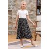 imageGORLYA Girls ALine Elastic High Waist Pleated Swing Maxi Skirt with Pockets for 414TBlack Print