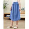 imageGORLYA Girls ALine Elastic High Waist Pleated Swing Maxi Skirt with Pockets for 414TBlue