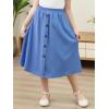 imageGORLYA Girls ALine Elastic High Waist Pleated Swing Maxi Skirt with Pockets for 414TBlue