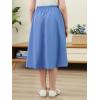 imageGORLYA Girls ALine Elastic High Waist Pleated Swing Maxi Skirt with Pockets for 414TBlue