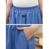 imageGORLYA Girls ALine Elastic High Waist Pleated Swing Maxi Skirt with Pockets for 414TBlue
