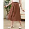 imageGORLYA Girls ALine Elastic High Waist Pleated Swing Maxi Skirt with Pockets for 414TBrown