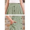 imageGORLYA Girls ALine Elastic High Waist Pleated Swing Maxi Skirt with Pockets for 414TGreen Print