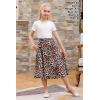imageGORLYA Girls ALine Elastic High Waist Pleated Swing Maxi Skirt with Pockets for 414TLeopard