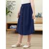 imageGORLYA Girls ALine Elastic High Waist Pleated Swing Maxi Skirt with Pockets for 414TNavy